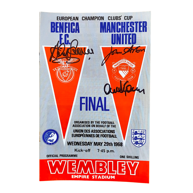 1968 European Cup Final Programme 3X Signed by Alex Stepney, David Sadler & John Aston
