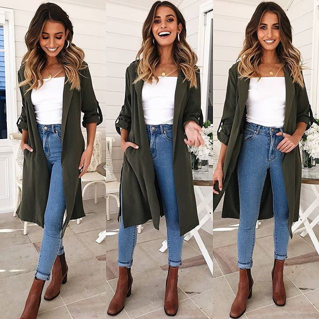 Women's long trench coat jacket