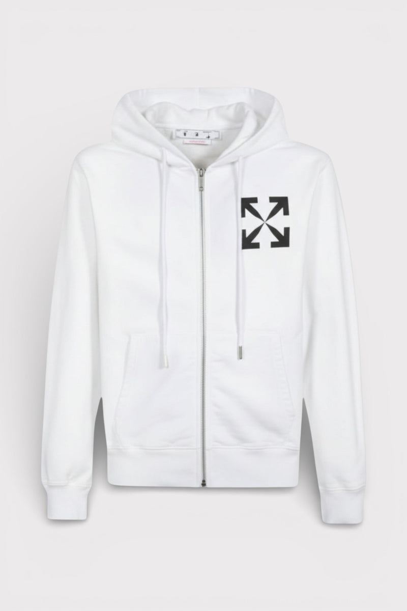 Off-White Single Arrow Slim Zip Hoodie White