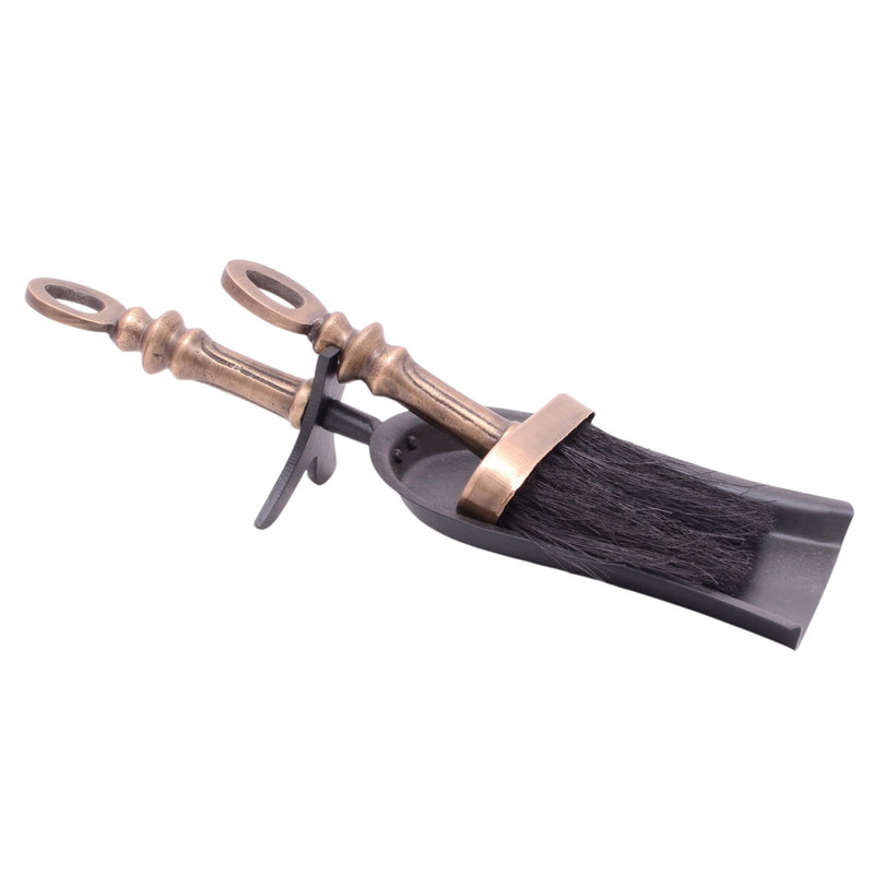 BLACK/BRASS FIRESIDE BRUSH SET