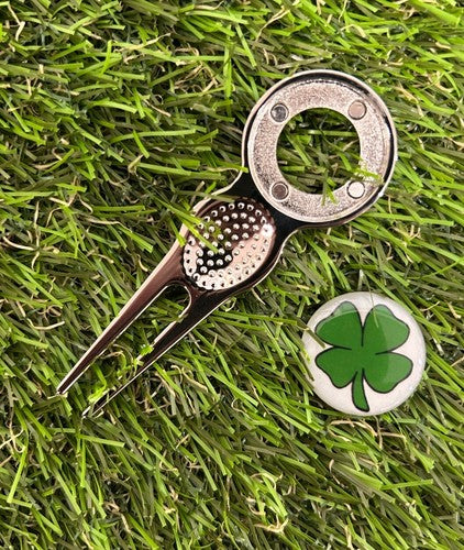 Metal 4 Leaf Clover Golf Ball Marker & Divot Repair Tool