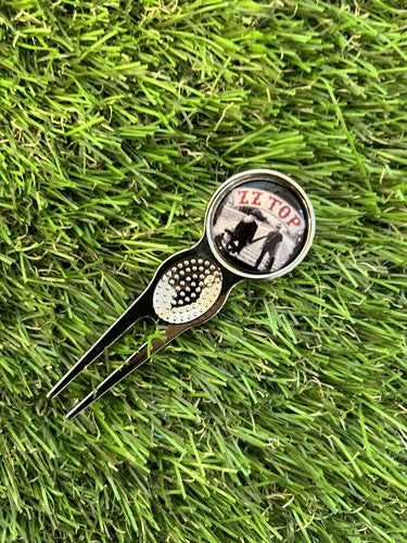 Metal Golf Ball Marker & Divot Repair Tool—ZZ Top Silver