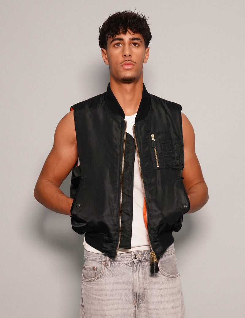 'Saint' Bomber Gilet in Black