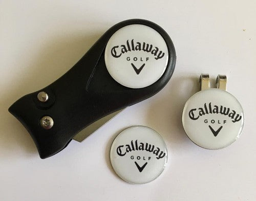Switchblade Golf Divot Tool With Magnetic Hat Clip & Callaway Markers