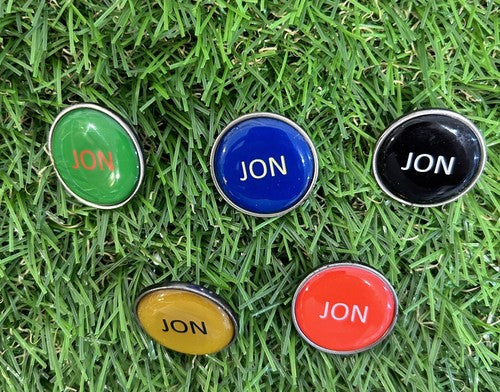 5 Custom Solid Brass Spike Golf Ball Markers – Personalised Gift Set