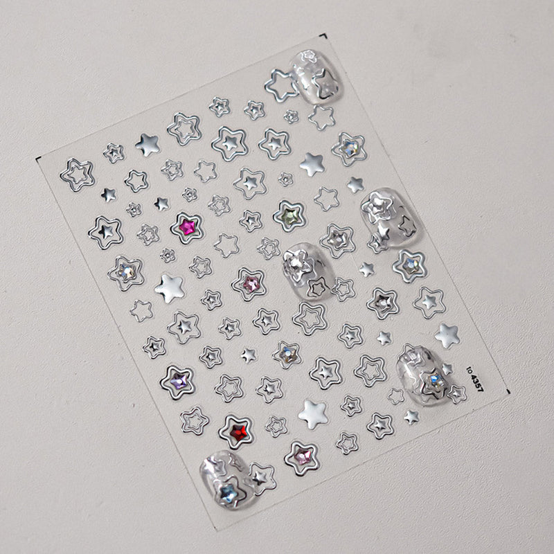 Hello Claws | Silver Star Heart 5D Nail Deco Sticker