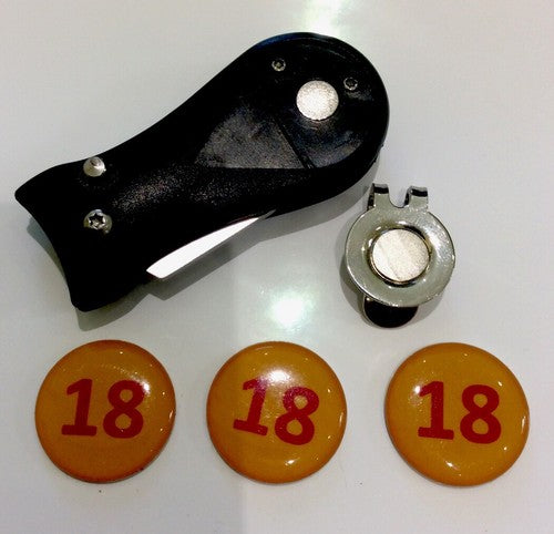 Switchblade Golf Hat Clip with Magnetic 18th Birthday Marker