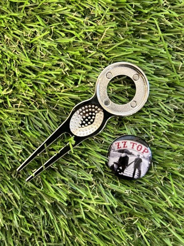 Metal Golf Ball Marker & Divot Repair Tool—ZZ Top Silver