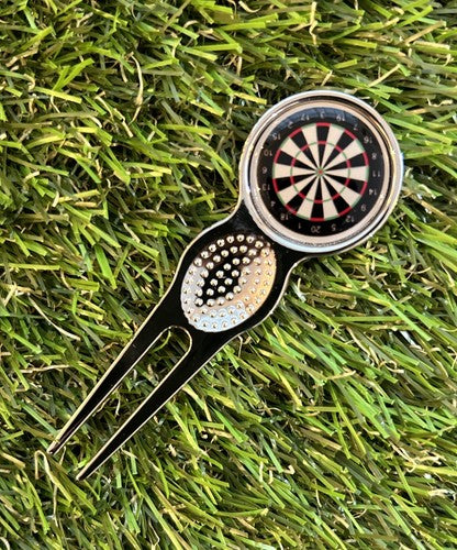 Metal Golf Ball Marker & Silver Divot Repair Tool