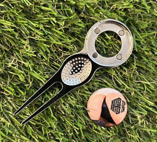 Metal Golf Ball Marker & Pitch Repair Tool, Silver Combo