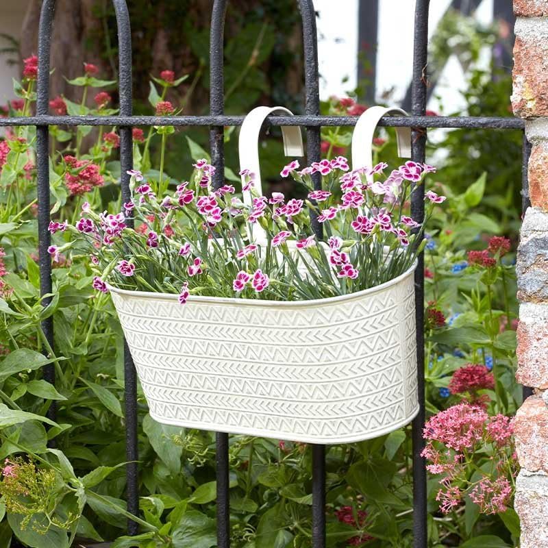 12 Inch Hanging Garden Planter Window Box with Hooks Ivory