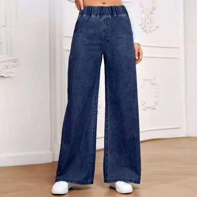 Wide-leg Plus Size Light Blue Washed Straight