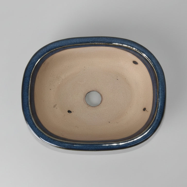 12cm Glazed Bonsai Pot | Oval | 12cm x 10cm x 5cm | Blue