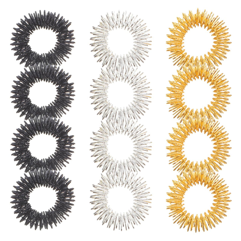 12pcs Spiky Sensory Finger Massage Massager – Golden, Silver & Black