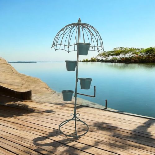 130CM BLUE METAL GARDEN PLANTER - InStock