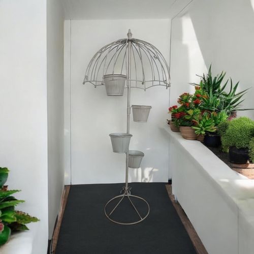 130CM CREAM METAL GARDEN PLANTER - InStock