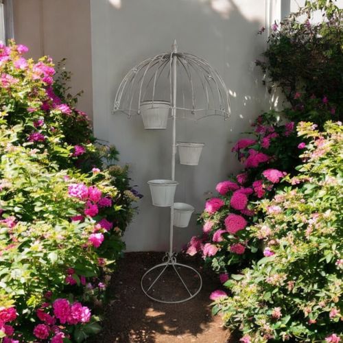 130CM CREAM METAL GARDEN PLANTER - InStock