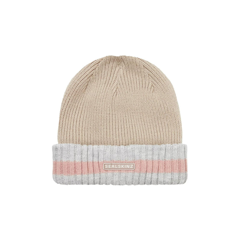 Mens & Ladies Waterproof Cold Weather Striped Roll Cuff Beanie Hat