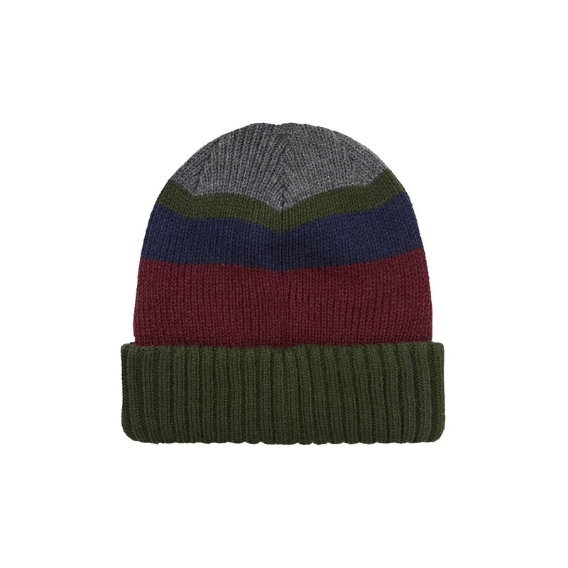 Mens & Ladies Waterproof Thermal Roll Cuff Striped Beanie Hat