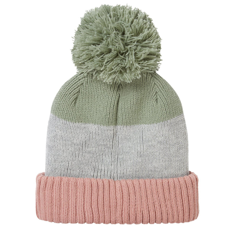 Mens Waterproof Thermal Roll Cuff Striped Beanie Hat