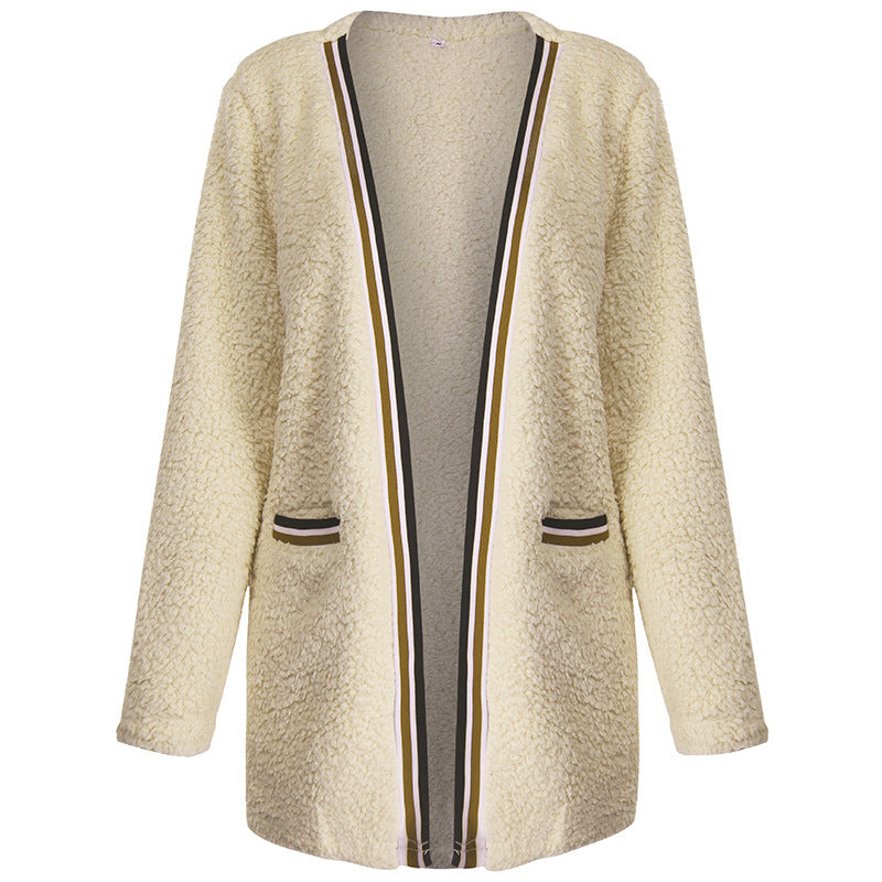 Temperament plush mid-length coat
