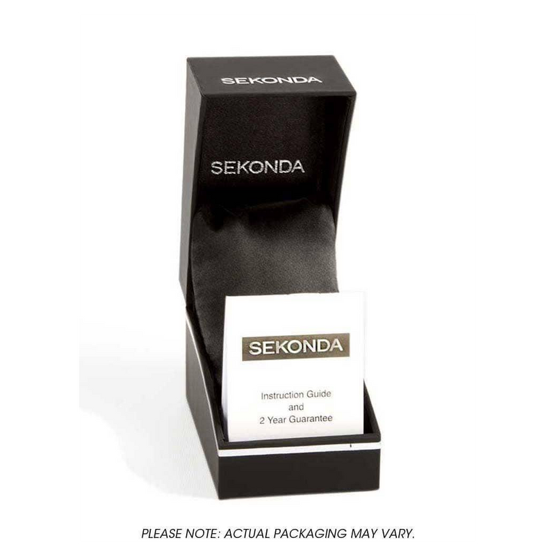 Sekonda Mens Basic White Dial Black Leather Strap Watch 1535