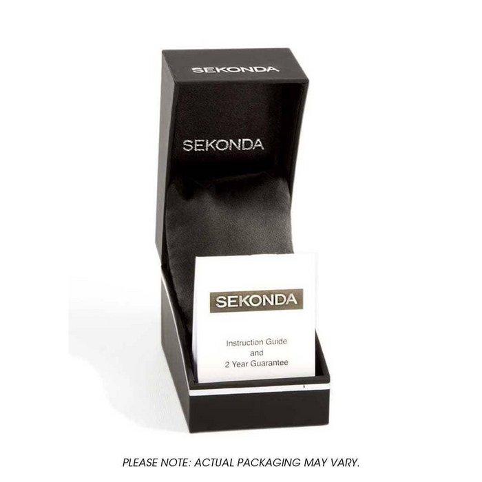 Sekonda Mens Basic White Dial Black Leather Strap Watch 1535