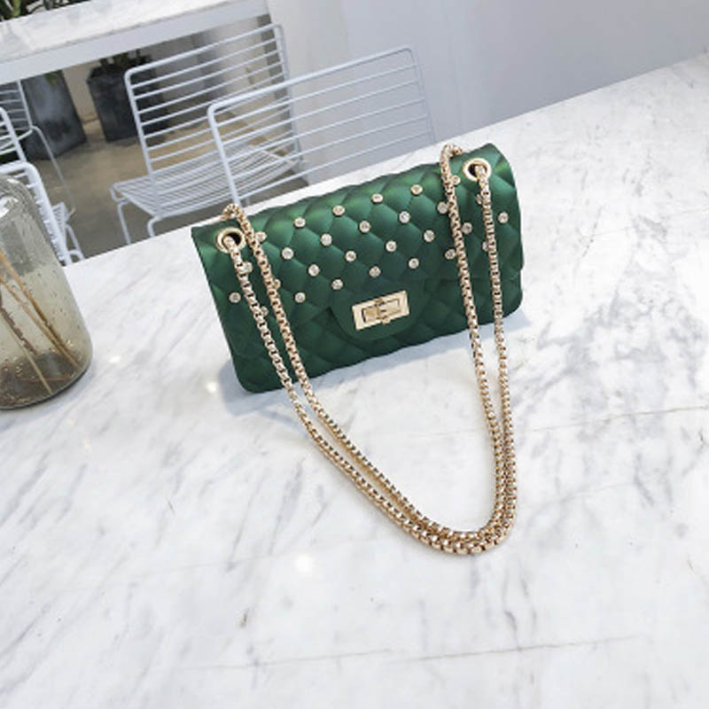 Diamond Chain One-Shoulder Diagonal Small Square Bag