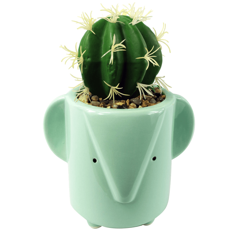 13cm Ceramic Blue Elephant Planter - InStock