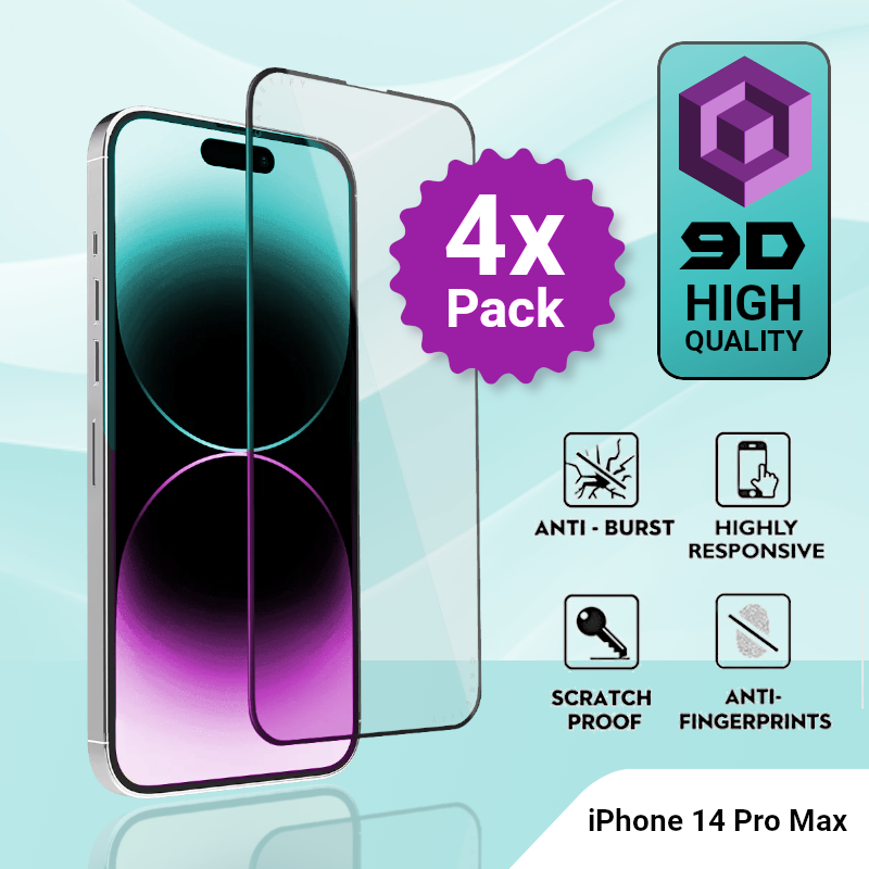 4 Pack iPhone 14 PRO MAX Tempered Glass Screen Protector