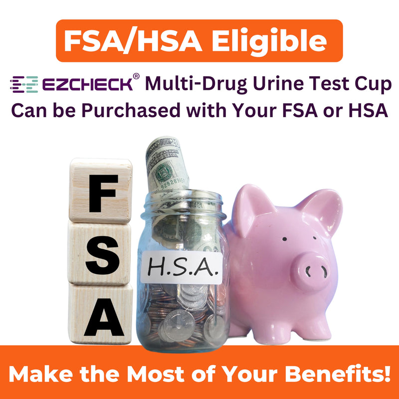 5 Test Cups 14-Panel EZCHECK Urine Test Cup – At-Home Drug Test, 14 Substances, 5-Min Results