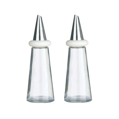 Cream Plastic Oil and Vinegar Set | Cone Condiments