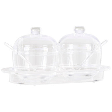 Set of 2 Condiment Pots with Tray | Gozo