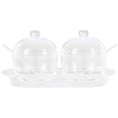 Set of 2 Condiment Pots with Tray | Gozo