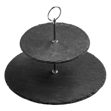 Preto 2 Tier Round Cake Stand | Slate