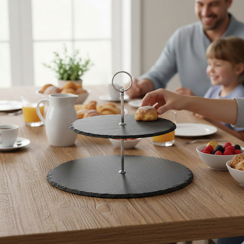 Preto 2 Tier Round Cake Stand | Slate