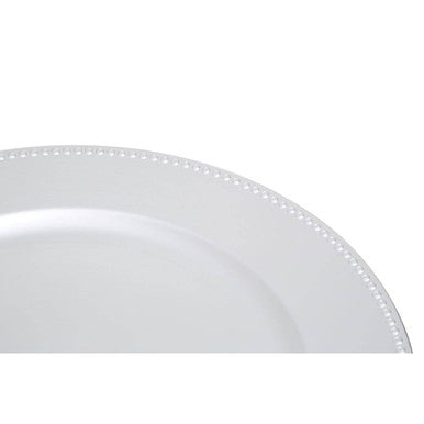 Silver Charger Plate with Dotted Rim | Dia
