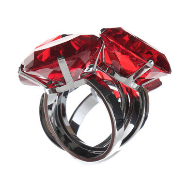 Set of Four Red Napkin Rings | Diamante