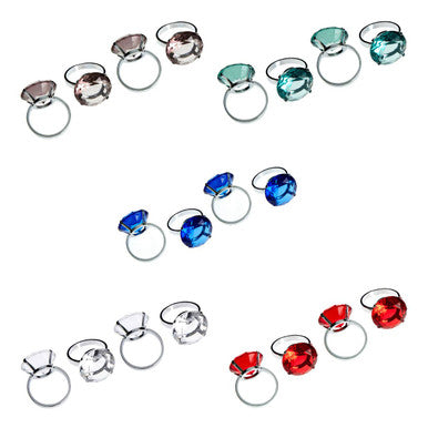 Set of Four Teal Napkin Rings | Diamante