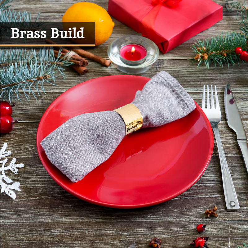Set of Four Brass Finish Napkin Rings | Metallic Napkin Rings