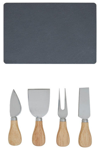 Slate Board and 4 Piece Cheese Knife Set | Carter