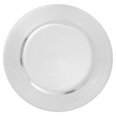 Silver Charger Plate with Ribbed Rim | Dia