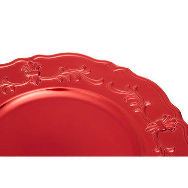Red Finish Baroque Charger Plate | Dia