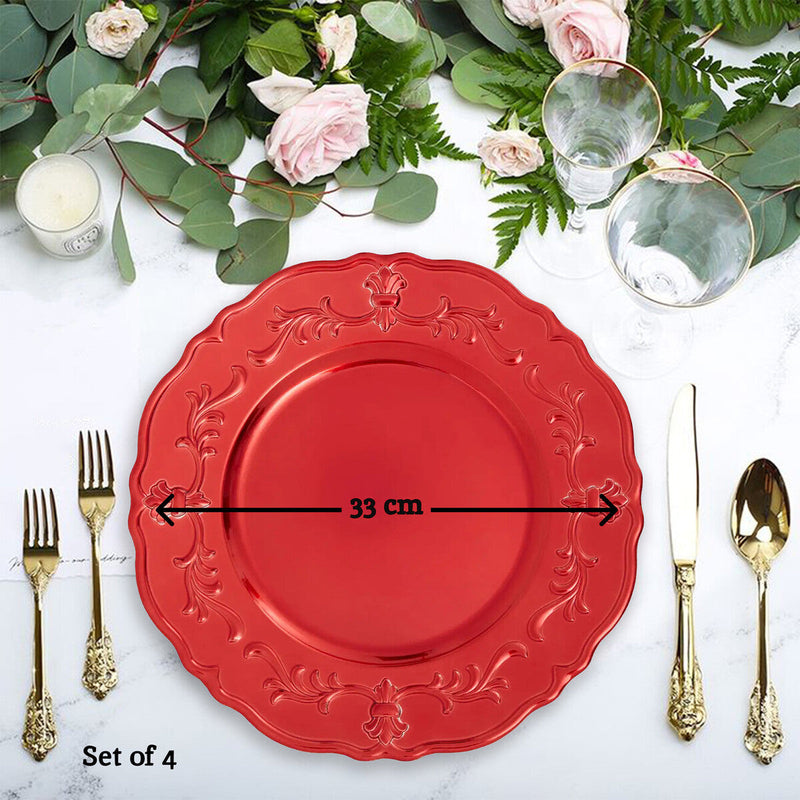 Red Finish Baroque Charger Plate | Dia
