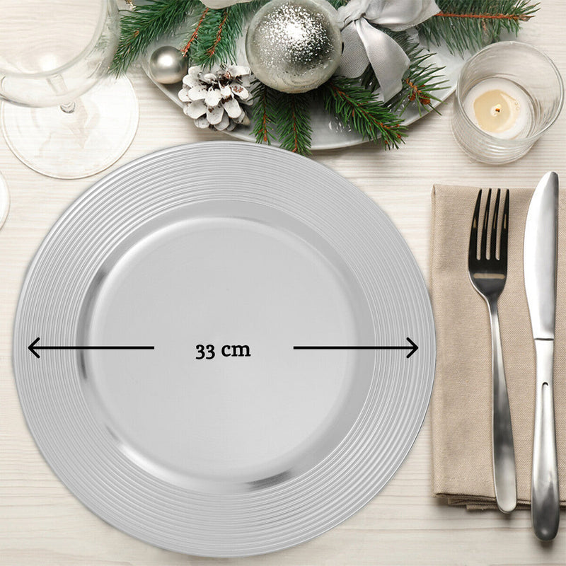 Silver Finish Ribbed Charger Plate | Dia