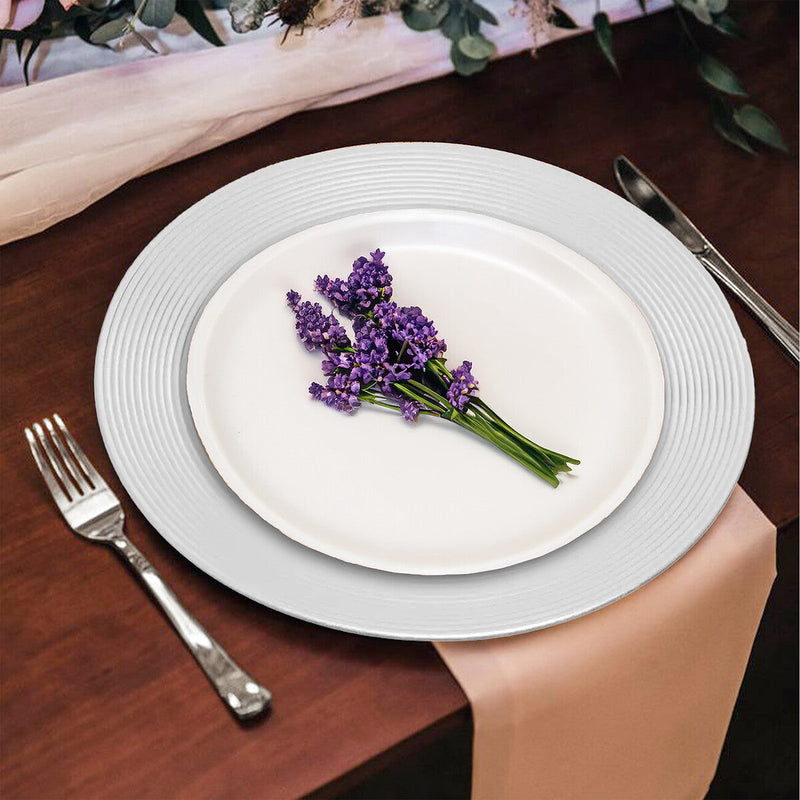 Silver Finish Ribbed Charger Plate | Dia