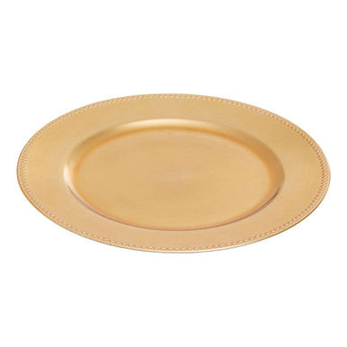 Gold Finish Dotted Charger Plate | Dia