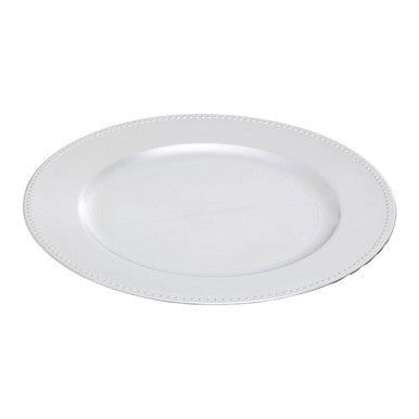 Silver Finish Dotted Charger Plate | Dia