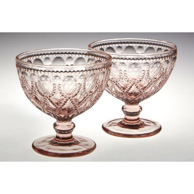 Set of Two Pink Glass Sundae Dishes | Fleur