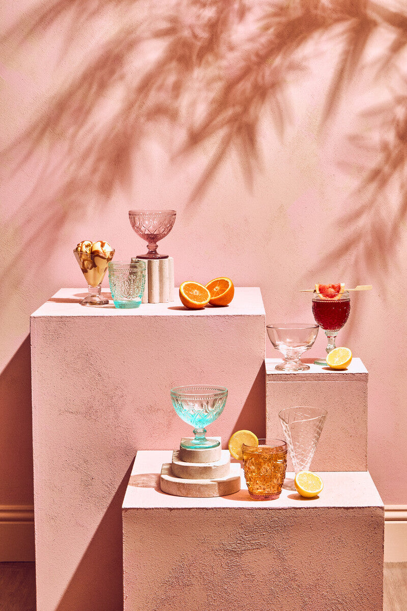Set of Two Pink Glass Sundae Dishes | Fleur